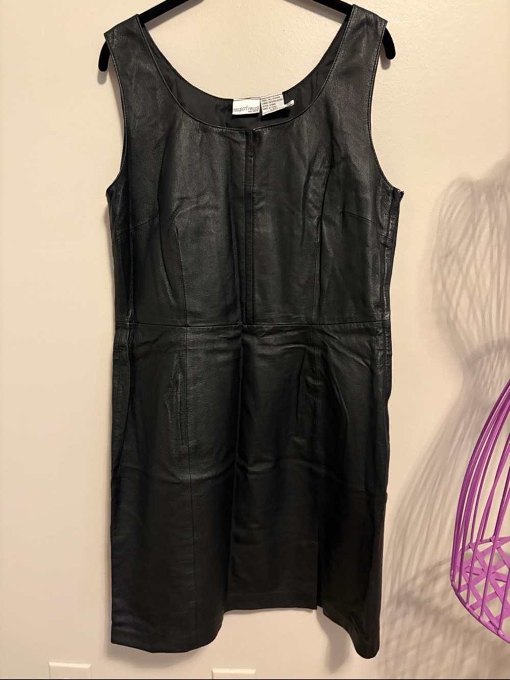 Newport News Black Leather Sleeveless Dress